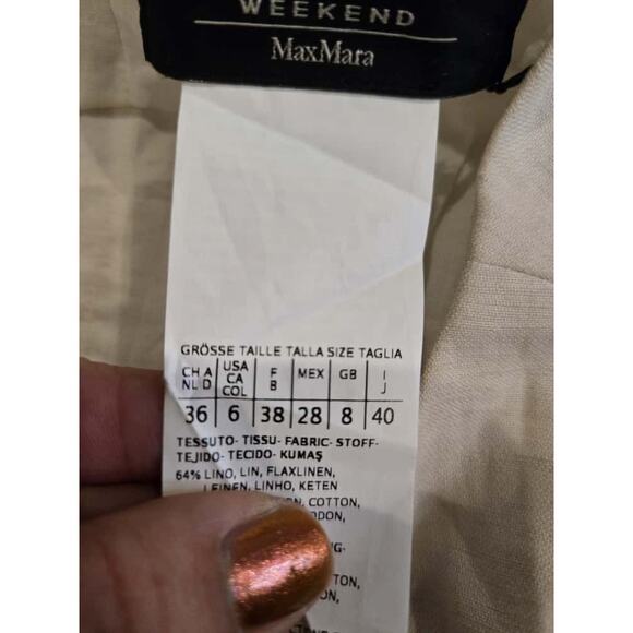 Weekend Max Mara Women's Striped Linen Midi Dress Size 6 Multicolor Brown White - Picture 12 of 12